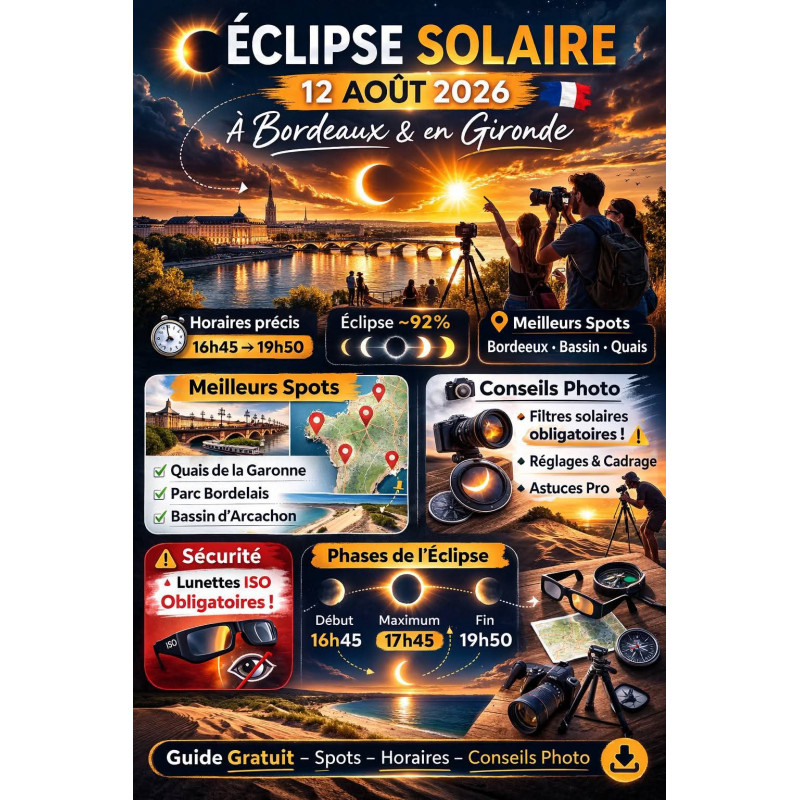 Guide pour observer et photographier l'éclipse solaire du 12 aout 2026